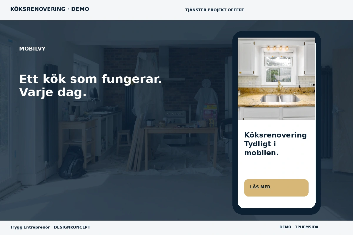 Trygg Entreprenör – Mobilvy för köksrenovering