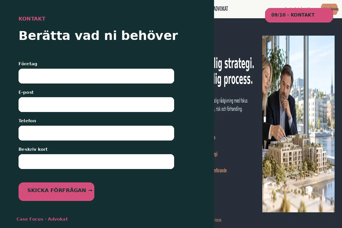 Case Focus – Kontakt för advokat