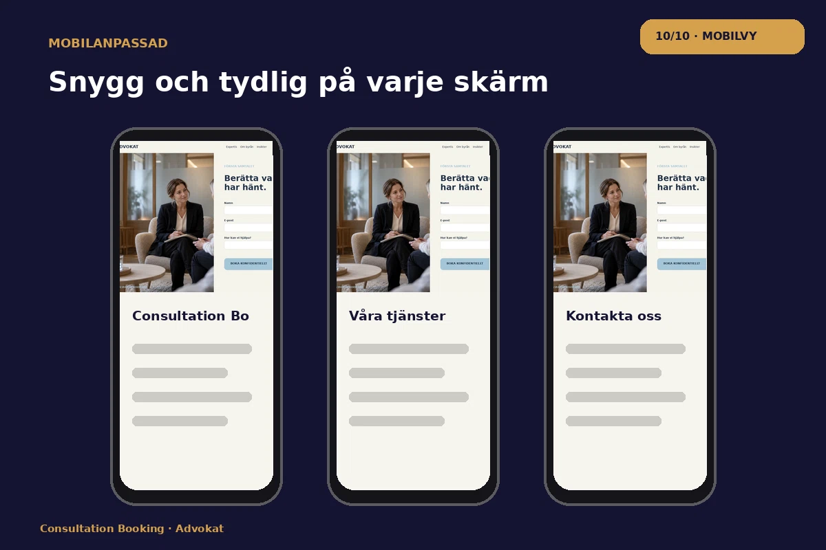 Consultation Booking – Mobilvy för advokat