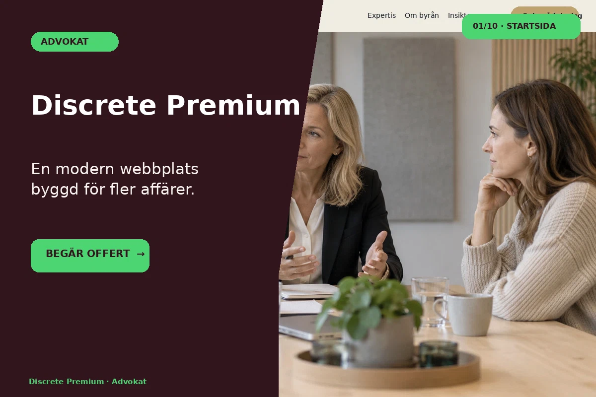 Discrete Premium – designförslag för advokat