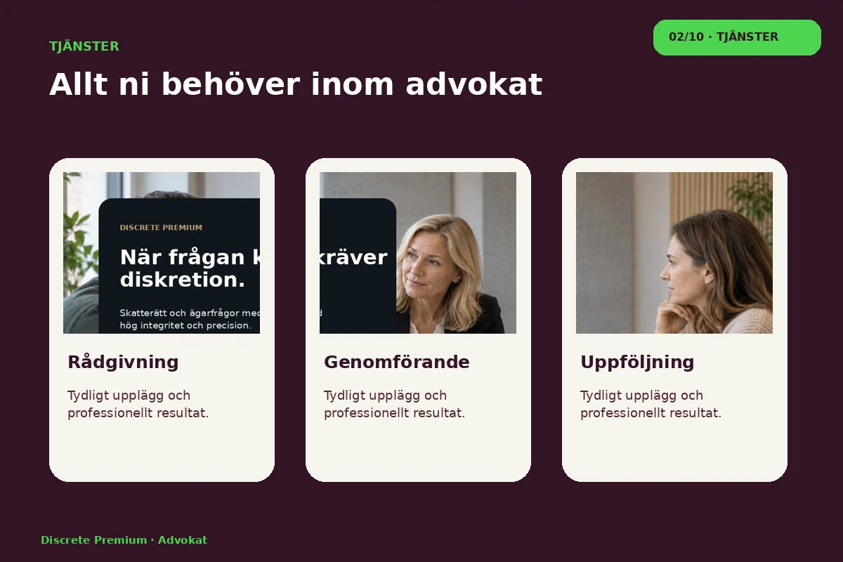 Discrete Premium – Tjänster för advokat