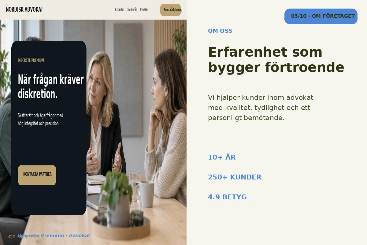 Discrete Premium – Om företaget för advokat