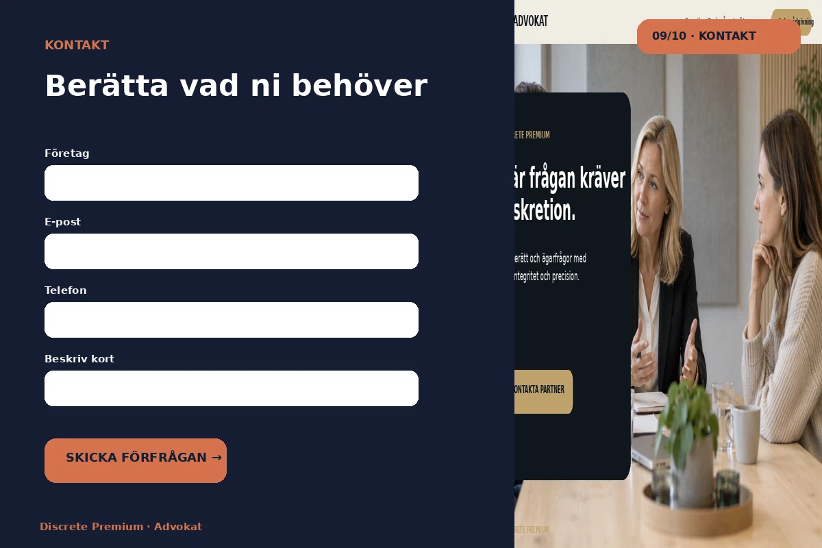 Discrete Premium – Kontakt för advokat