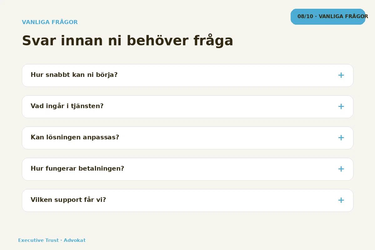 Executive Trust – Vanliga frågor för advokat