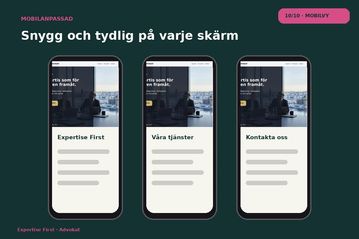 Expertise First – Mobilvy för advokat