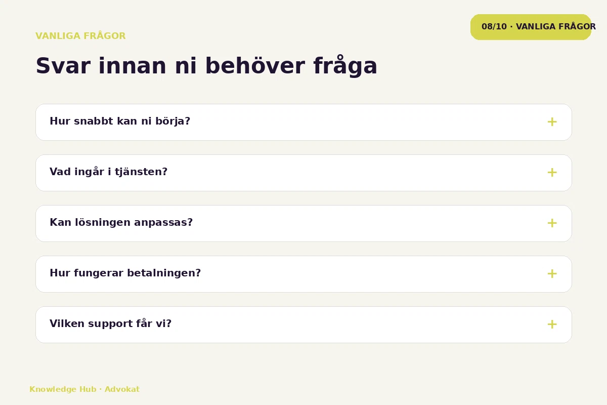 Knowledge Hub – Vanliga frågor för advokat