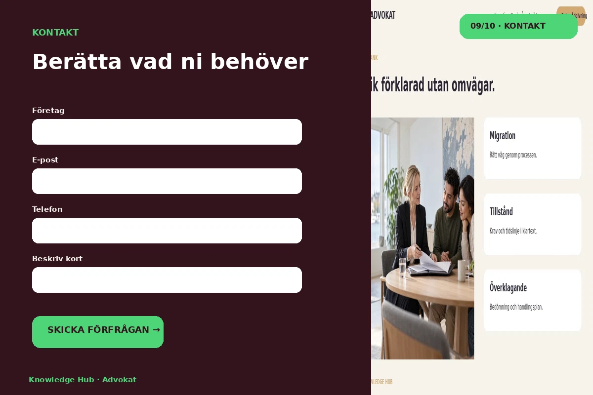 Knowledge Hub – Kontakt för advokat
