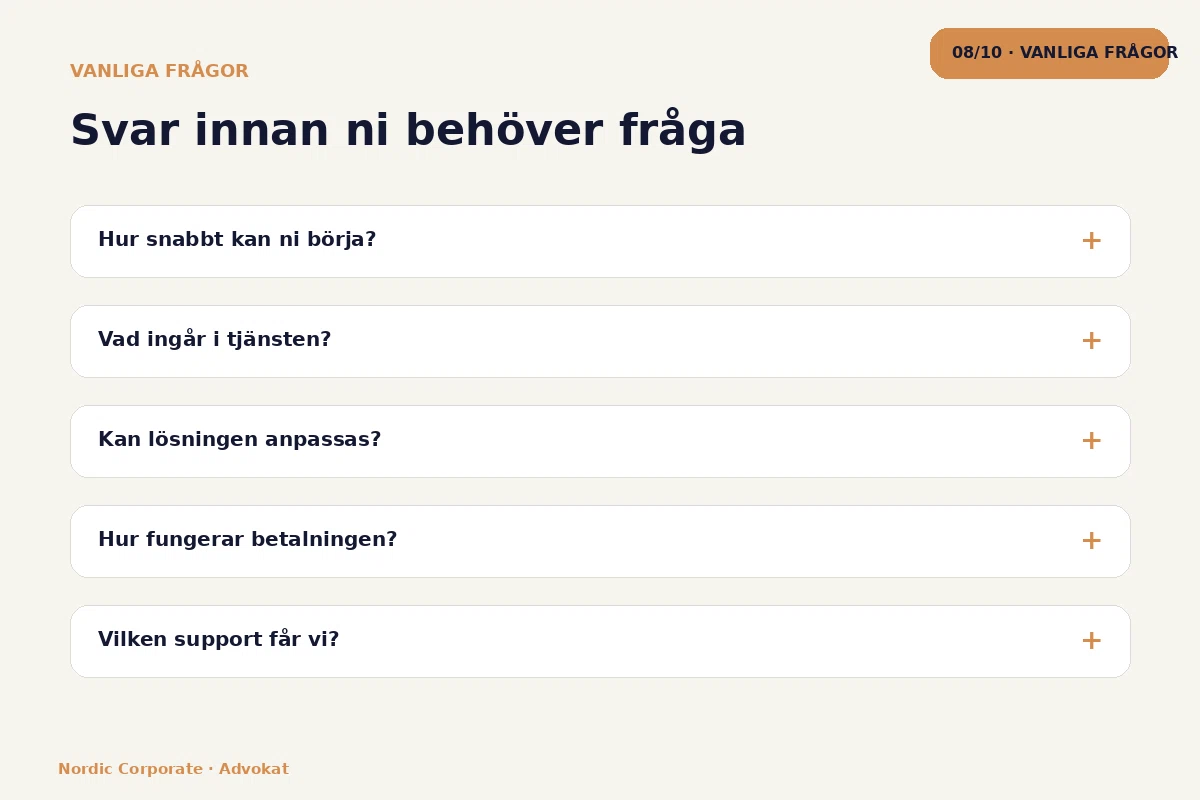 Nordic Corporate – Vanliga frågor för advokat