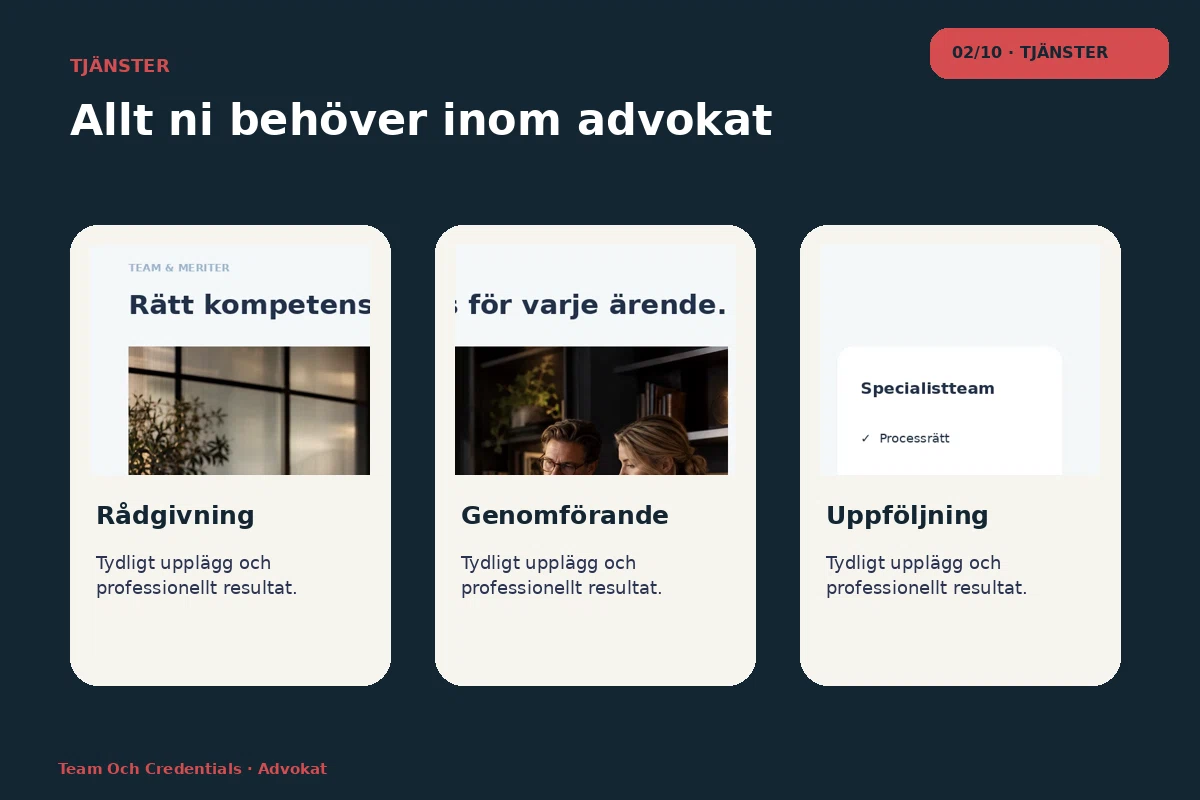 Team & Credentials – Tjänster för advokat