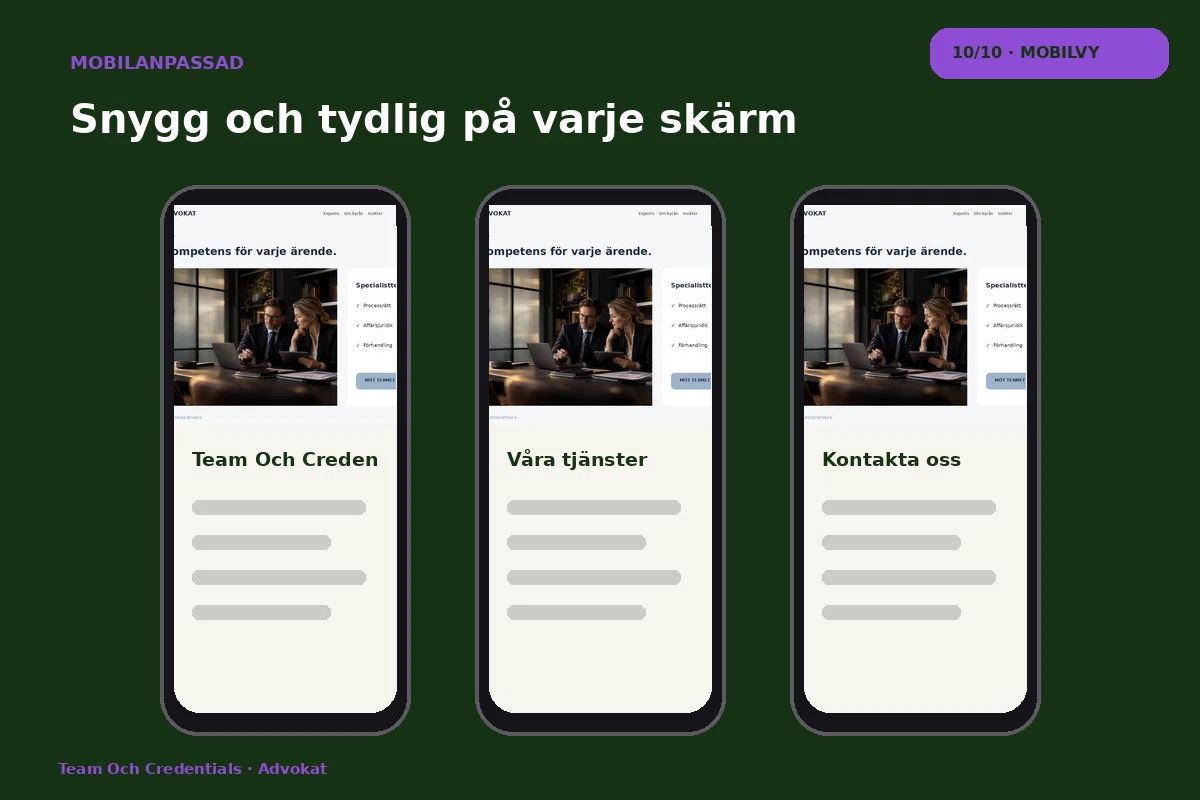 Team & Credentials – Mobilvy för advokat