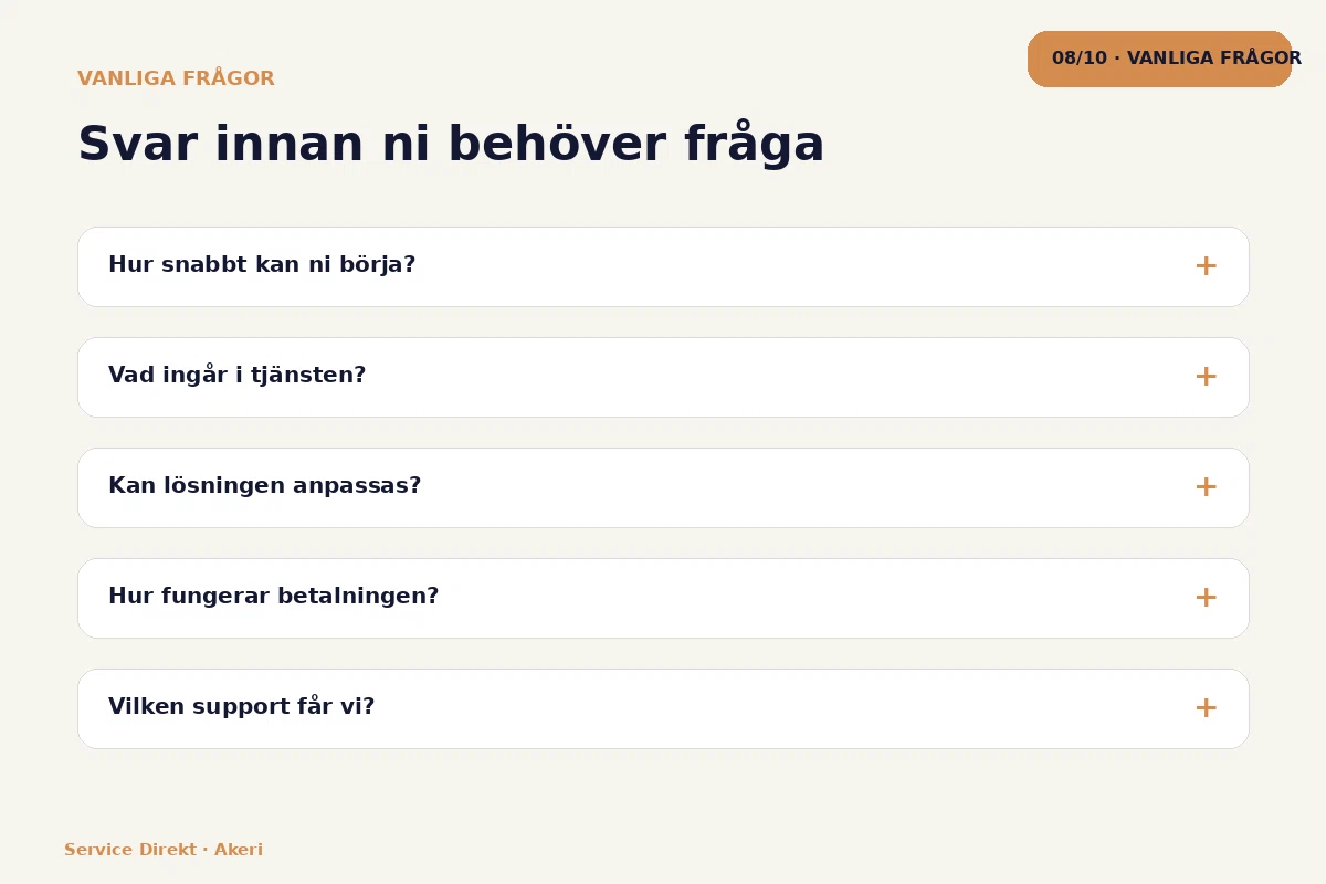 Service Direkt – Vanliga frågor för akeri