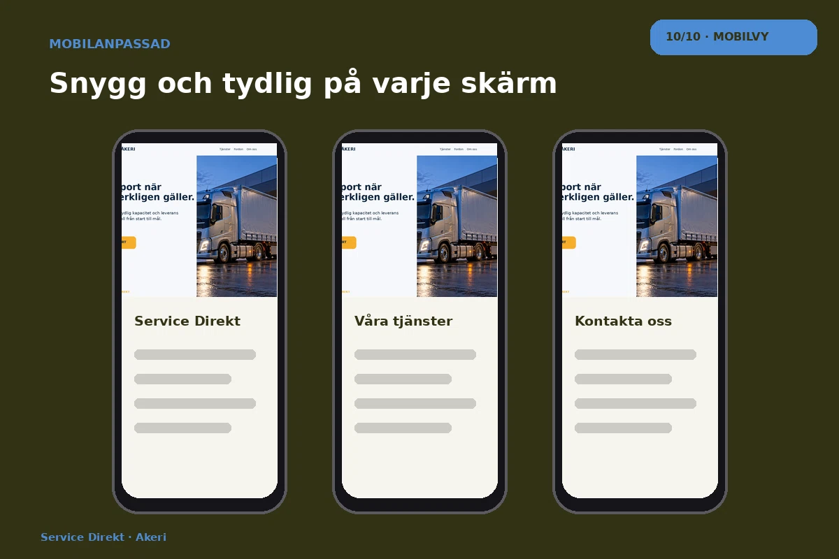 Service Direkt – Mobilvy för akeri
