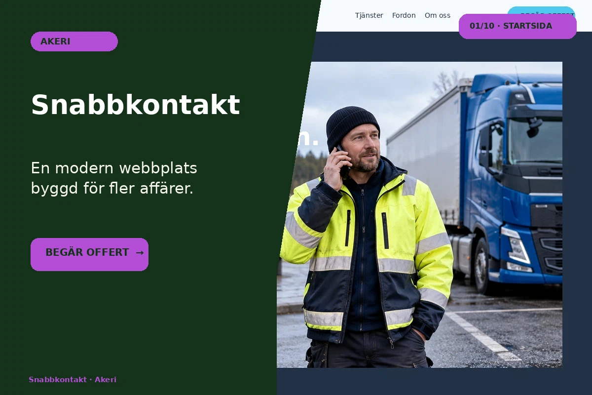 Snabbkontakt – designförslag för åkeri