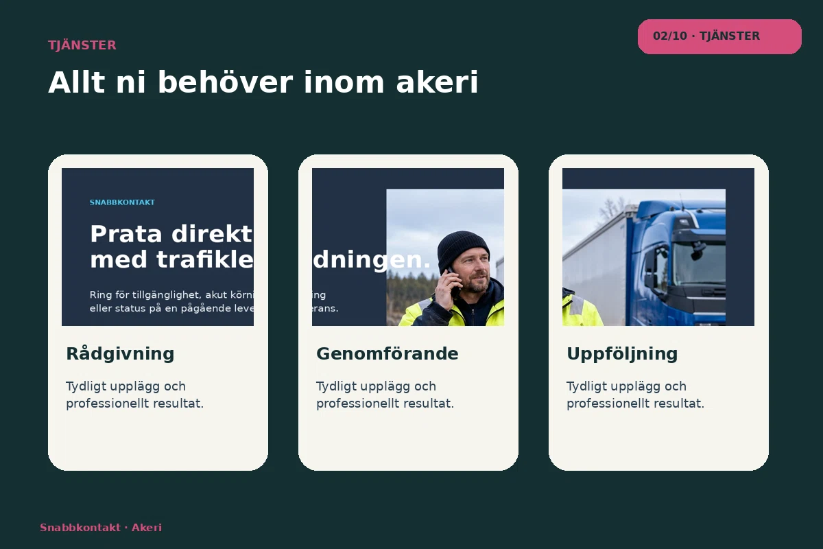 Snabbkontakt – Tjänster för akeri