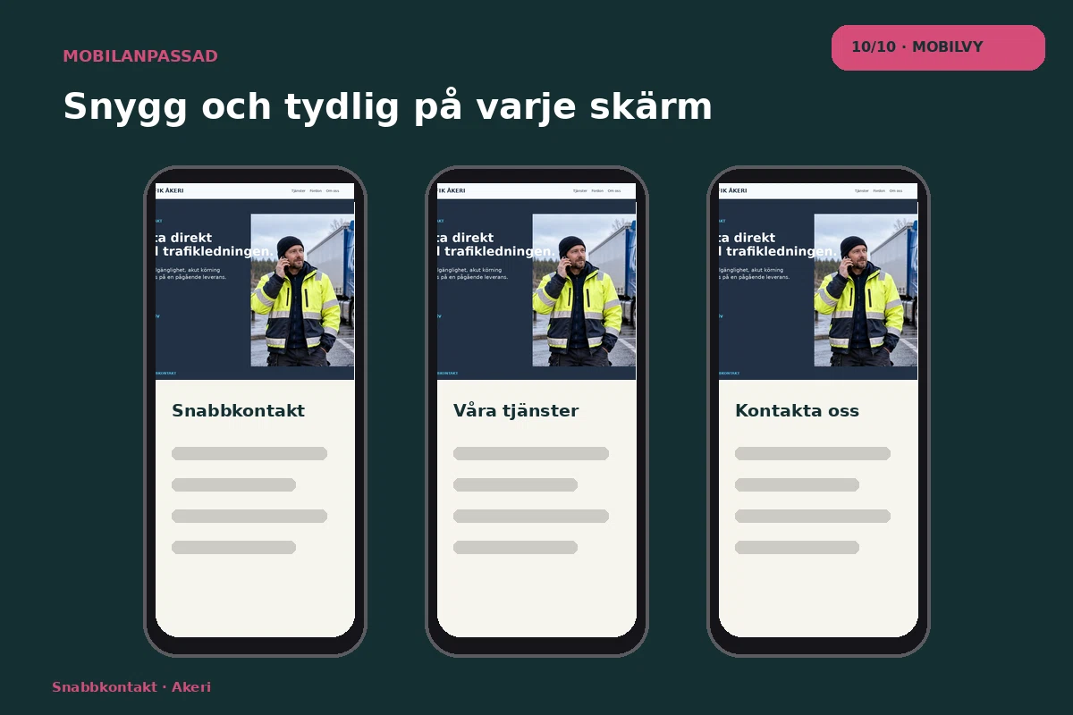 Snabbkontakt – Mobilvy för akeri