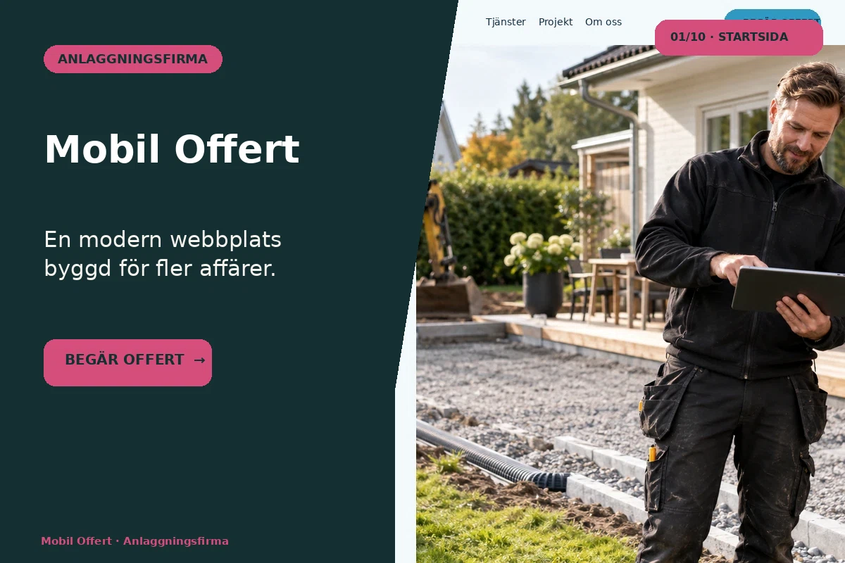 Mobil Offert – designförslag för anläggningsfirma