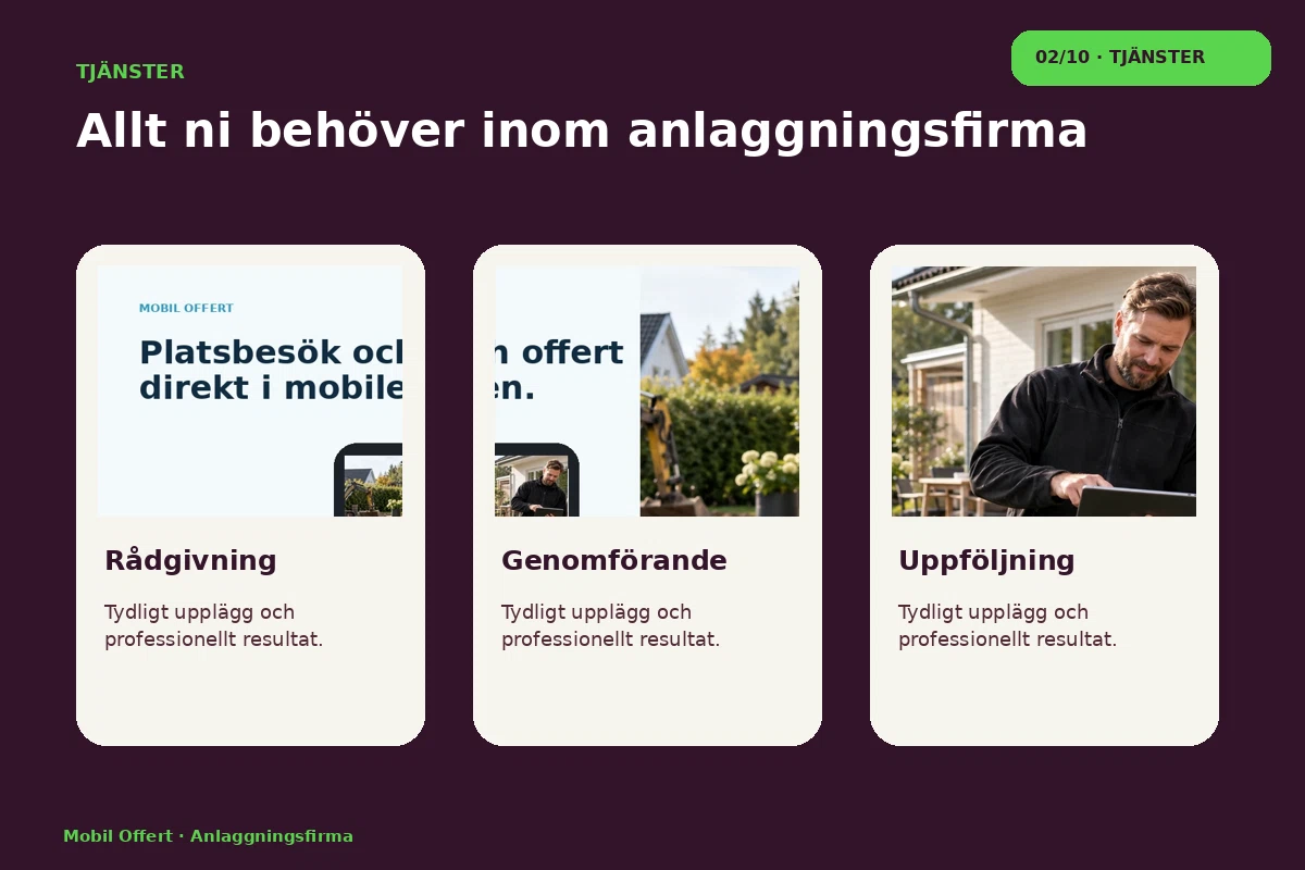 Mobil Offert – Tjänster för anlaggningsfirma