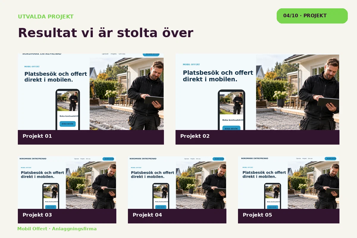Mobil Offert – Projekt för anlaggningsfirma