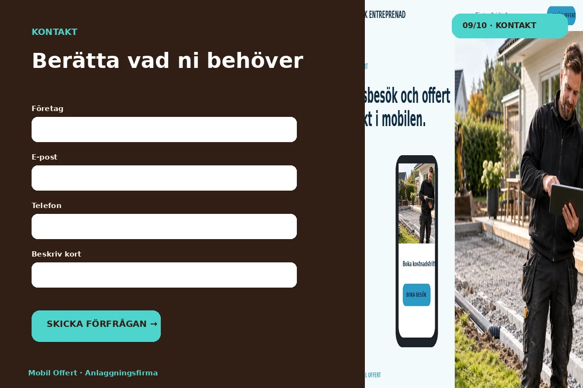 Mobil Offert – Kontakt för anlaggningsfirma