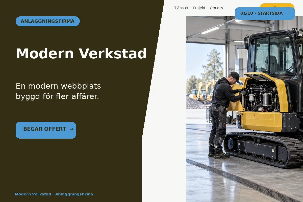 Modern Verkstad – designförslag för anläggningsfirma