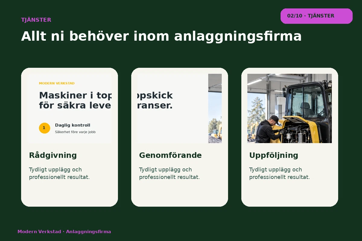 Modern Verkstad – Tjänster för anlaggningsfirma