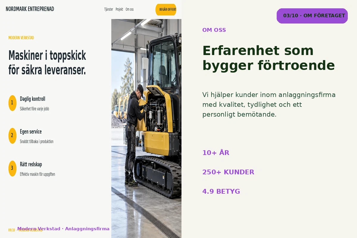 Modern Verkstad – Om företaget för anlaggningsfirma