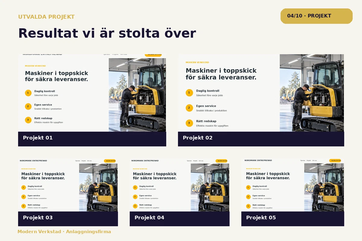 Modern Verkstad – Projekt för anlaggningsfirma