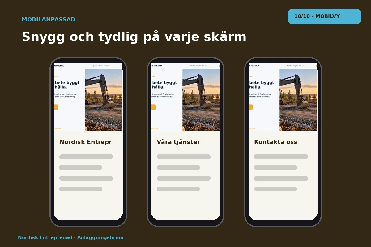 Nordisk Entreprenad – Mobilvy för anlaggningsfirma