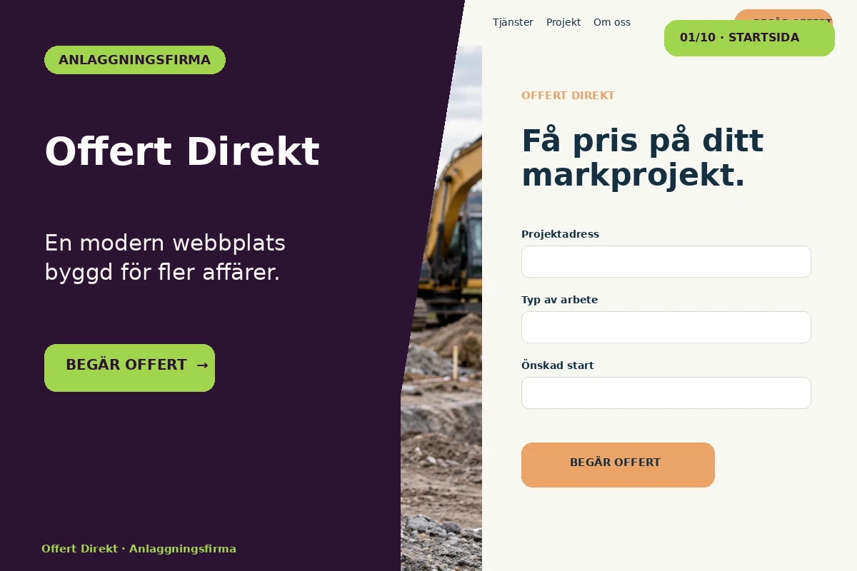 Offert Direkt – designförslag för anläggningsfirma