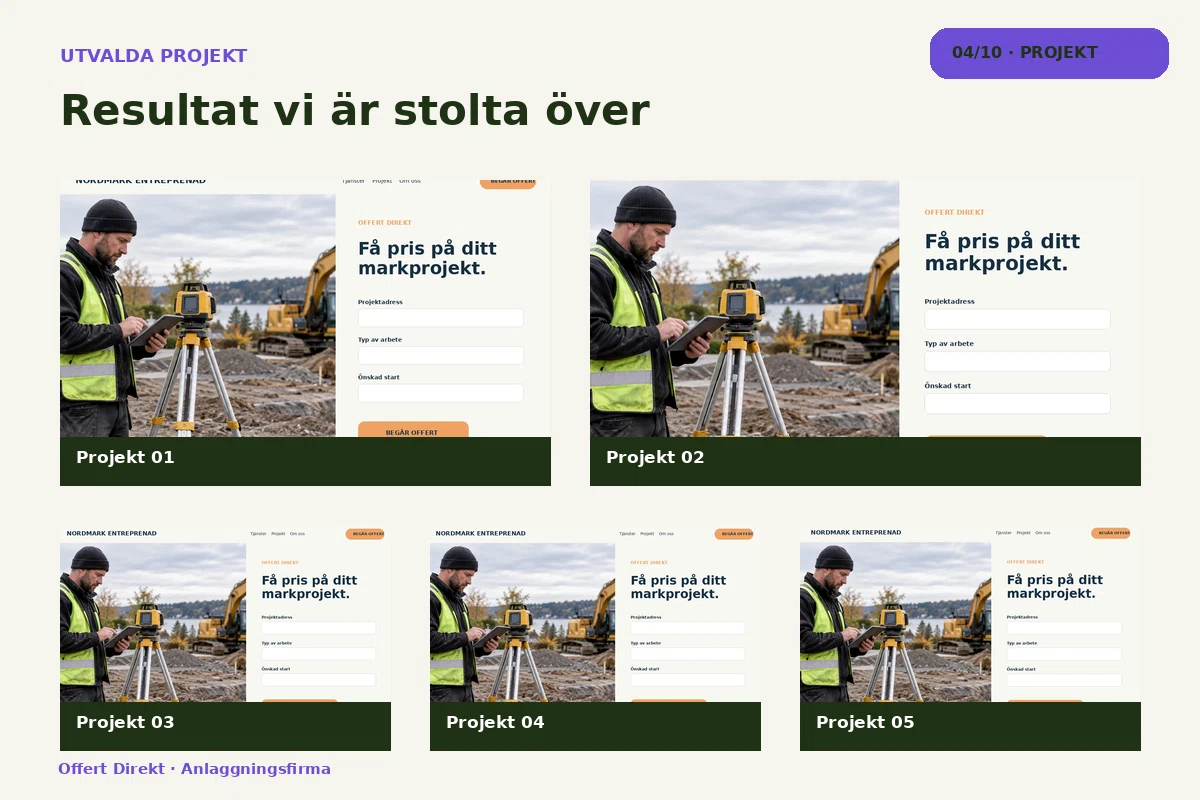 Offert Direkt – Projekt för anlaggningsfirma
