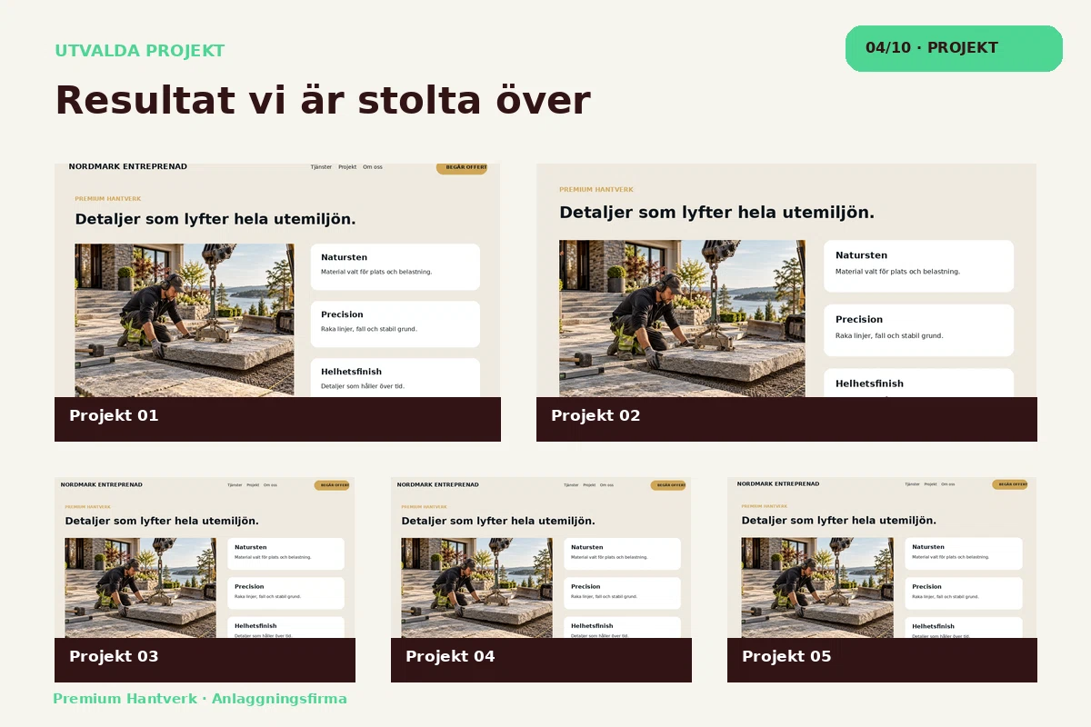 Premium Hantverk – Projekt för anlaggningsfirma