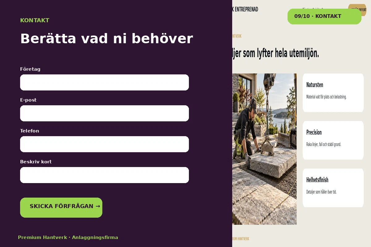 Premium Hantverk – Kontakt för anlaggningsfirma