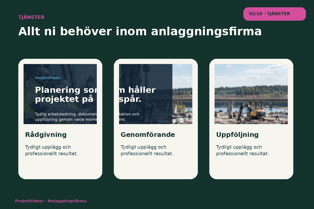 Projektfokus – Tjänster för anlaggningsfirma