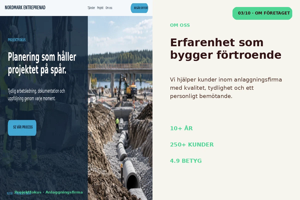 Projektfokus – Om företaget för anlaggningsfirma
