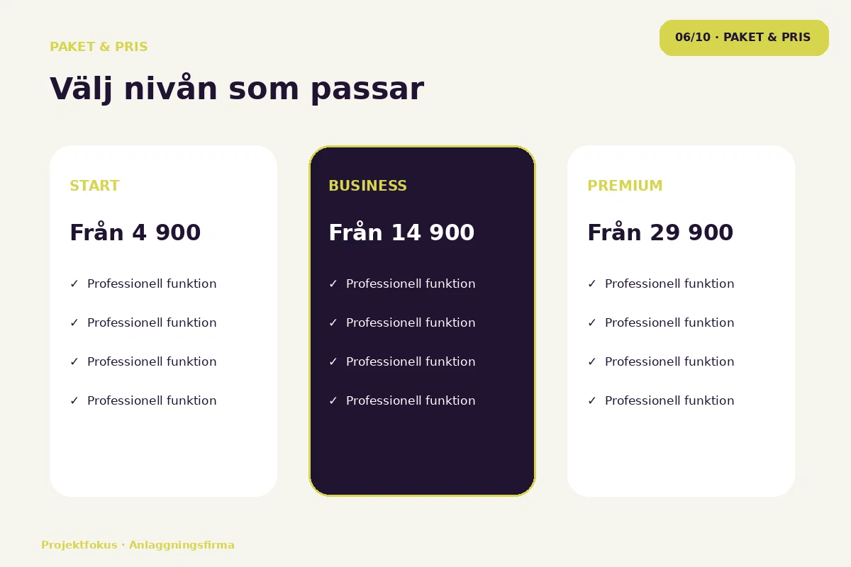 Projektfokus – Paket & pris för anlaggningsfirma
