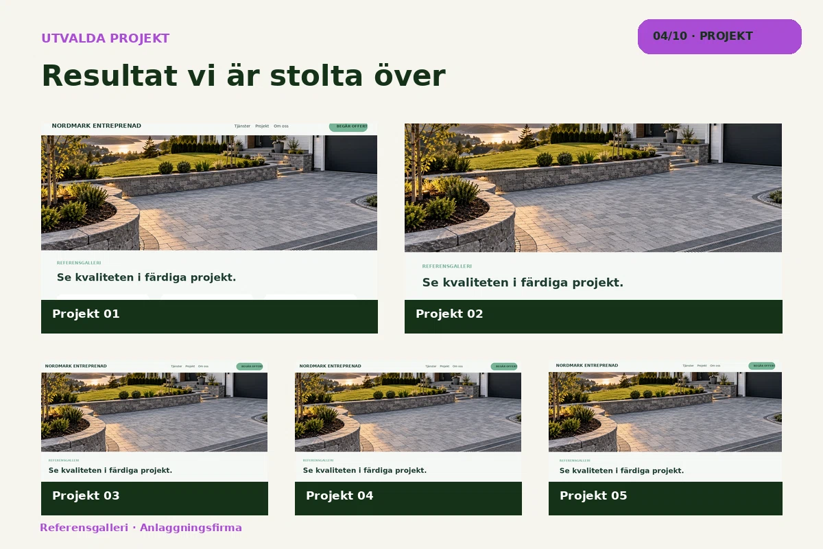 Referensgalleri – Projekt för anlaggningsfirma