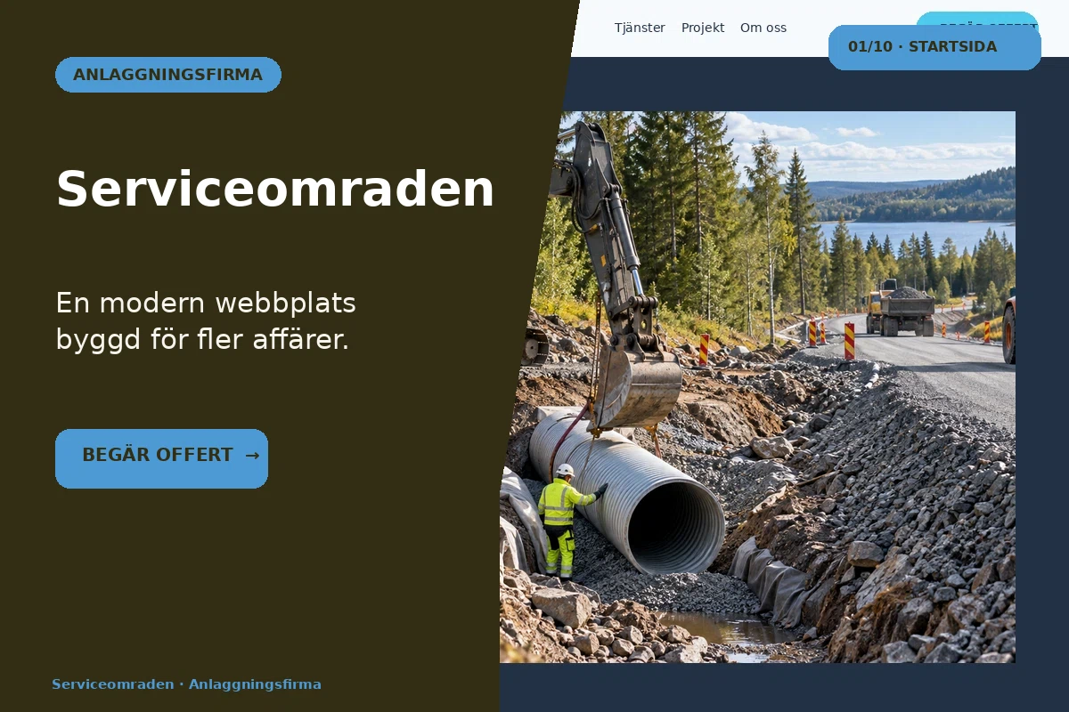 Serviceområden – designförslag för anläggningsfirma