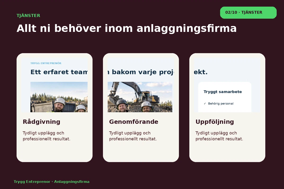 Trygg Entreprenör – Tjänster för anlaggningsfirma