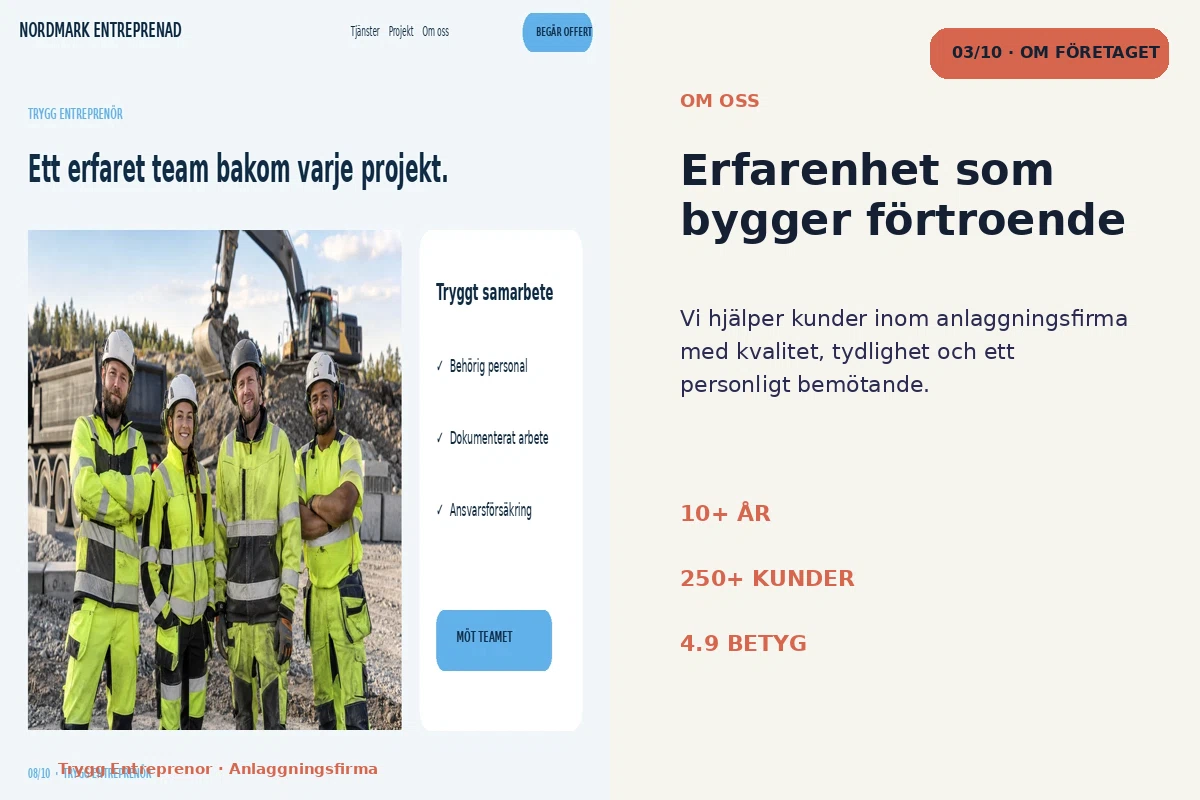 Trygg Entreprenör – Om företaget för anlaggningsfirma