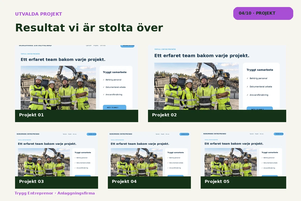 Trygg Entreprenör – Projekt för anlaggningsfirma