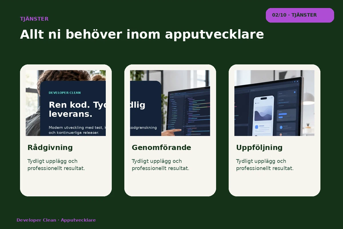 Developer Clean – Tjänster för apputvecklare