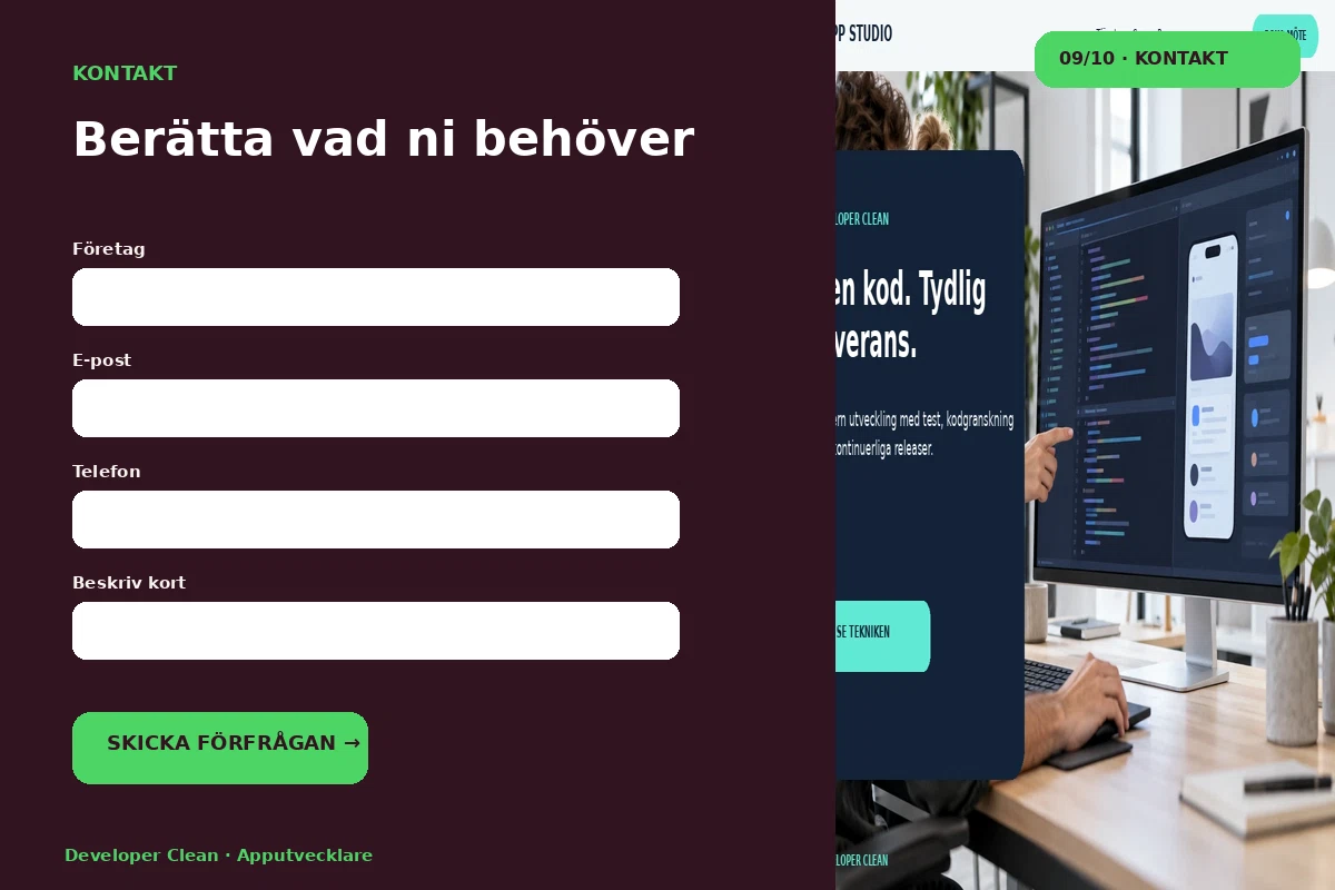 Developer Clean – Kontakt för apputvecklare