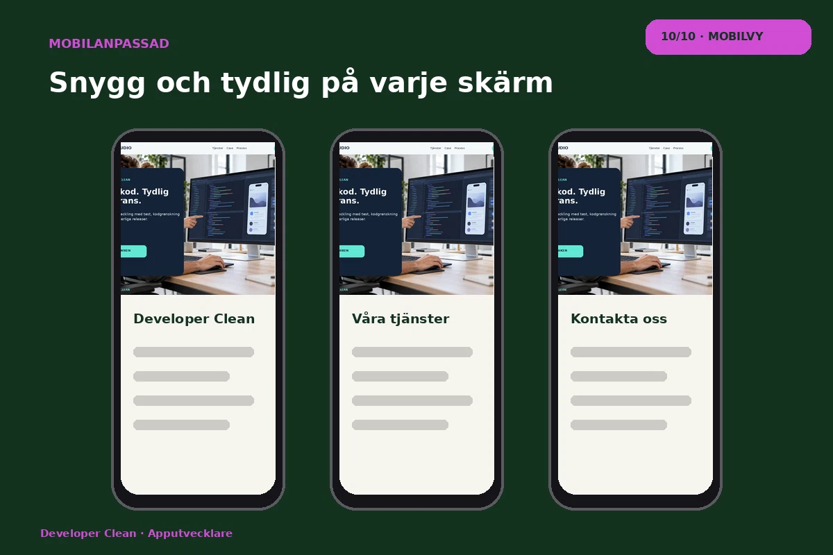 Developer Clean – Mobilvy för apputvecklare