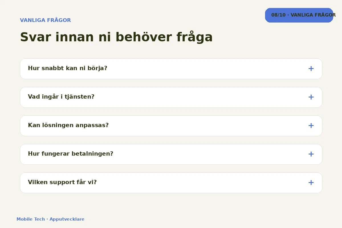 Mobile Tech – Vanliga frågor för apputvecklare