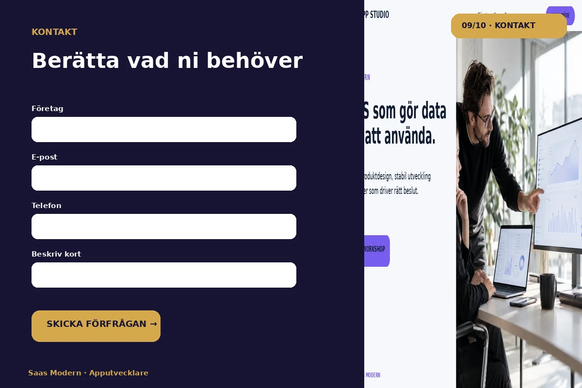 SaaS Modern – Kontakt för apputvecklare