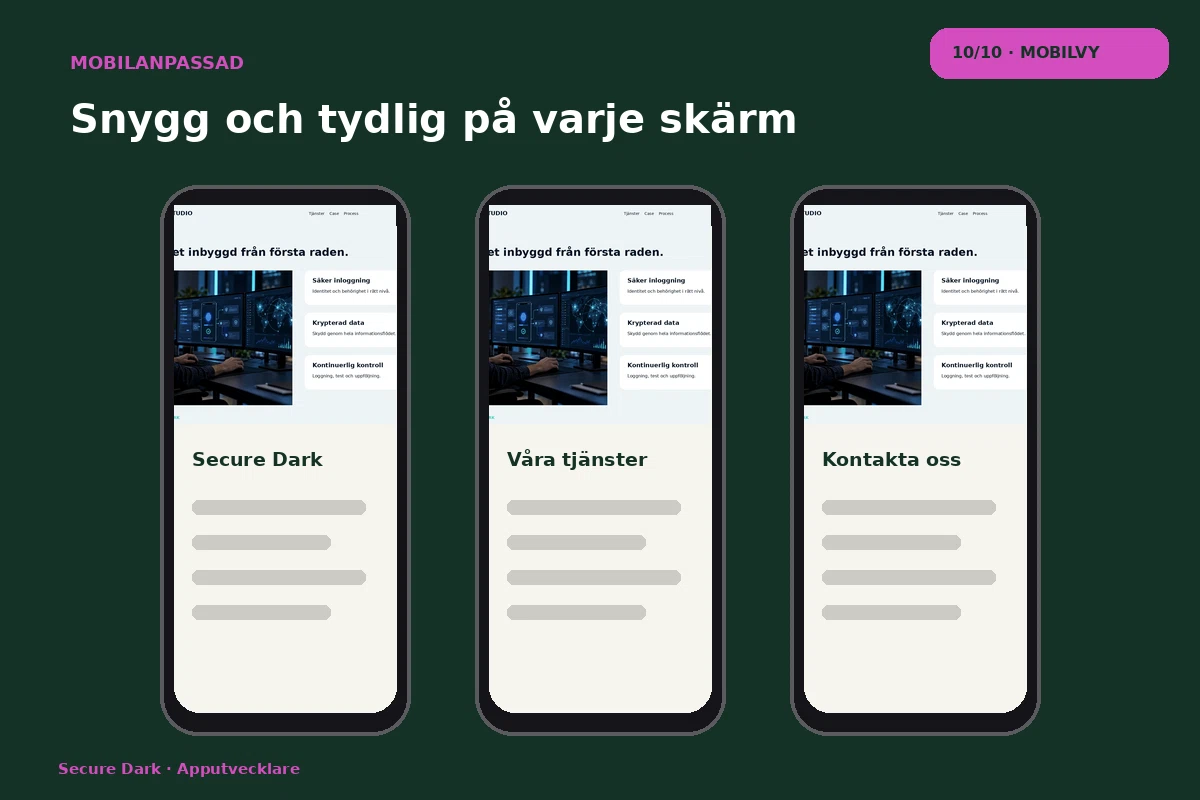 Secure Dark – Mobilvy för apputvecklare