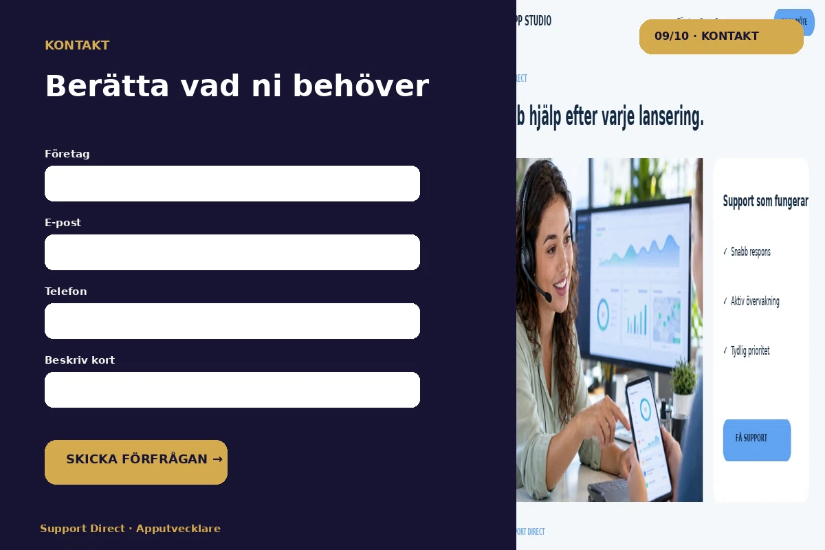 Support Direct – Kontakt för apputvecklare