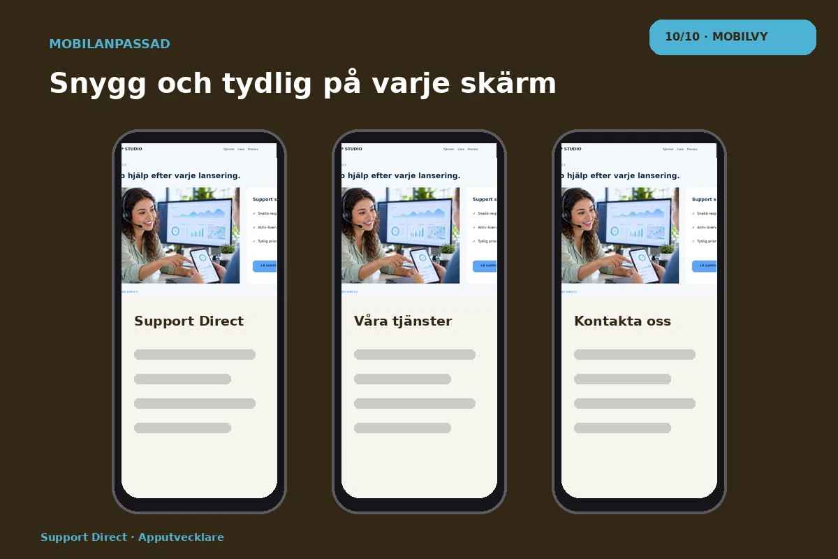 Support Direct – Mobilvy för apputvecklare