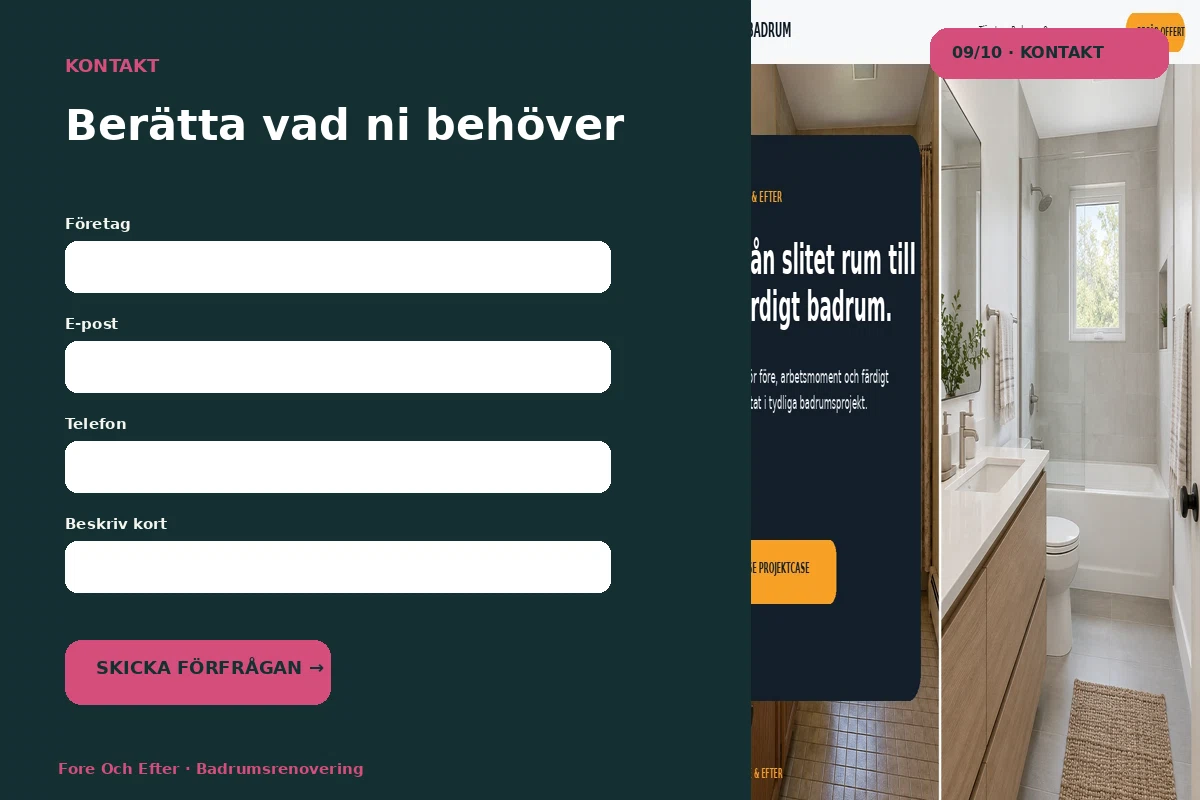 Före & Efter – Kontakt för badrumsrenovering