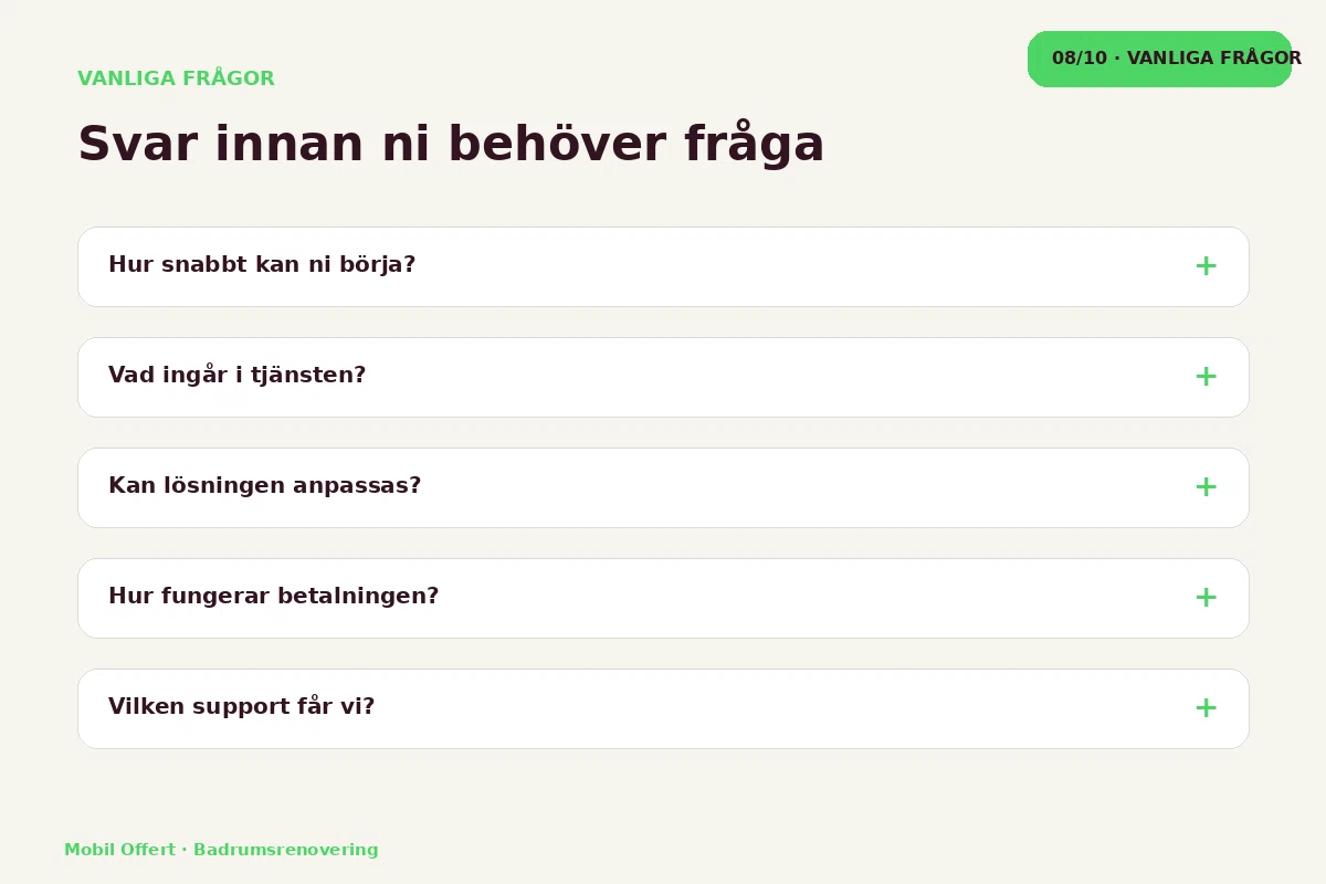 Mobil Offert – Vanliga frågor för badrumsrenovering